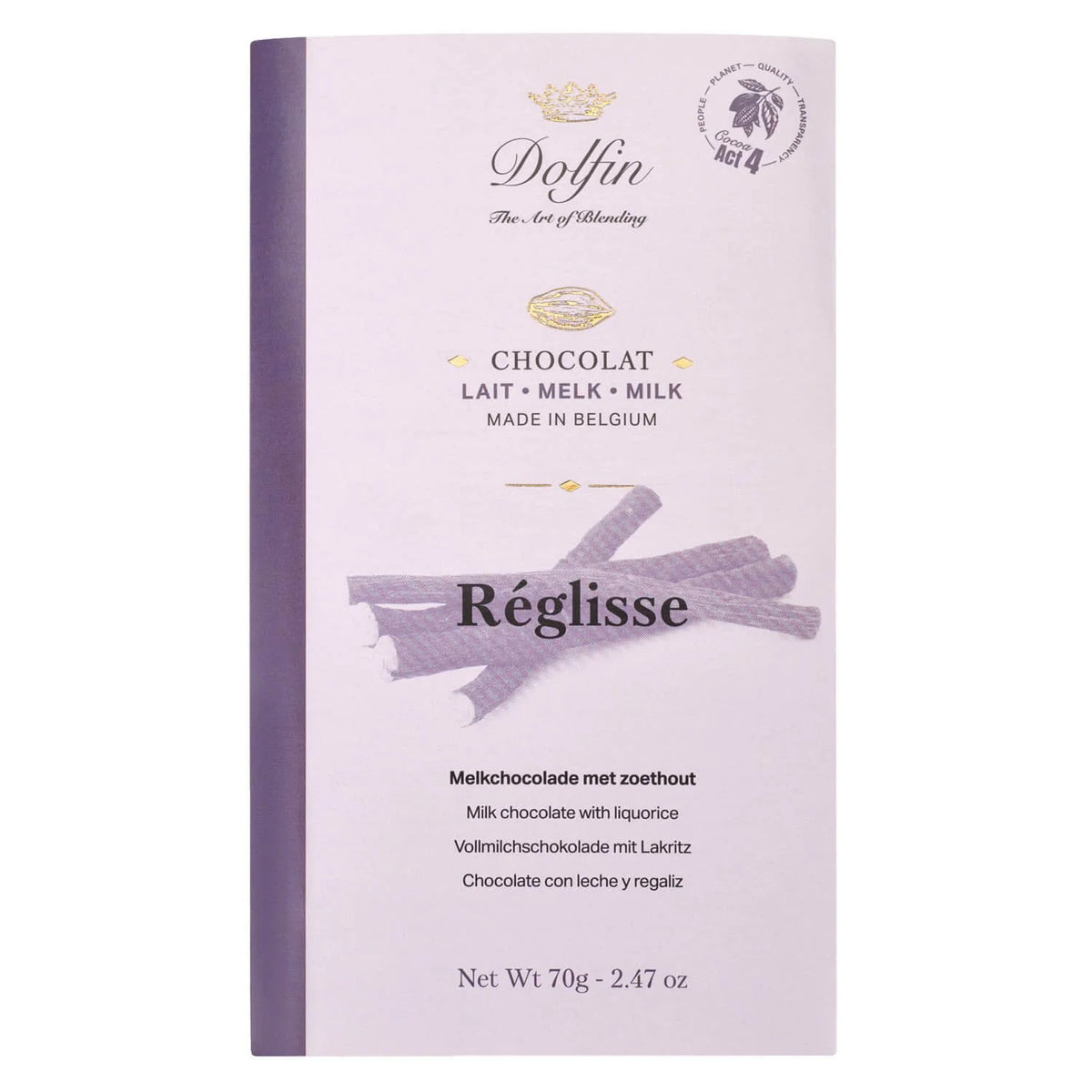 Dolfin | „Réglisse“ Milchschokolade mit Lakritz