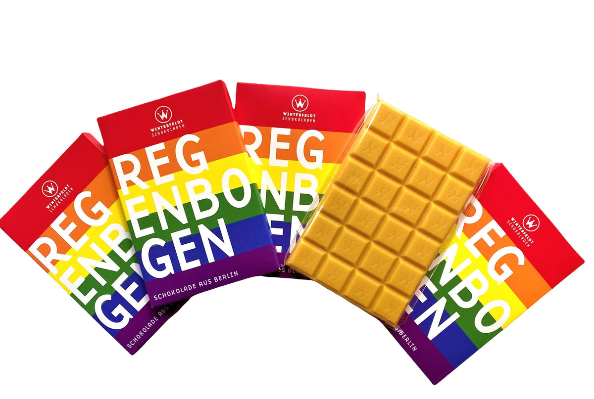 Winterfeldt Schokoladen | Regenbogen – Handgemachte Passionsfrucht-Schokolade VEGAN