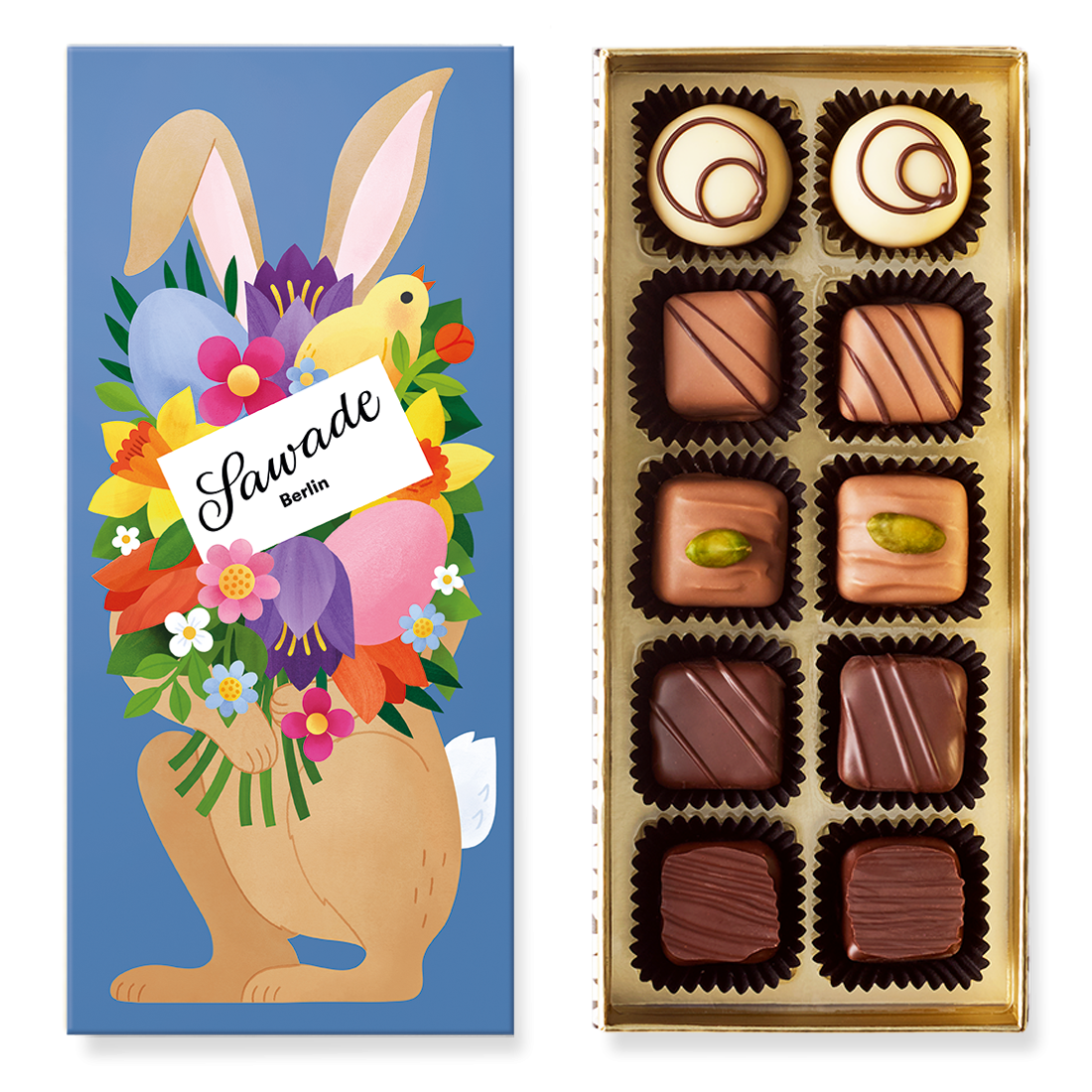 Sawade | Pralinenschachtel „Osterhase“ 115g alkoholfrei