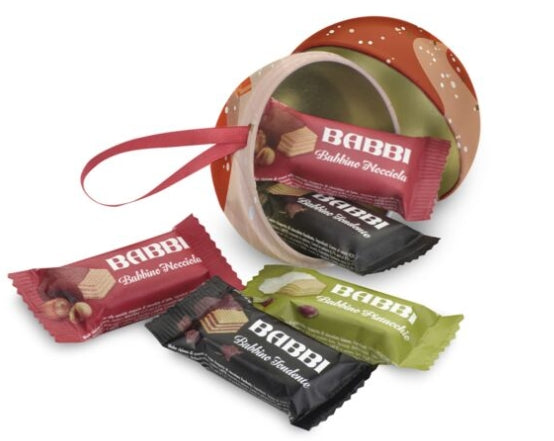 Babbi | Babbini Pallina Christmas Edition 2025 – Weihnachtskugel mit 5 Mini-Waffelpralinen