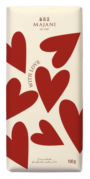 Majani | „With Love“ Edelherbe Schokolade 64% Kakao – Italienische Schokoladentafel (100 g)