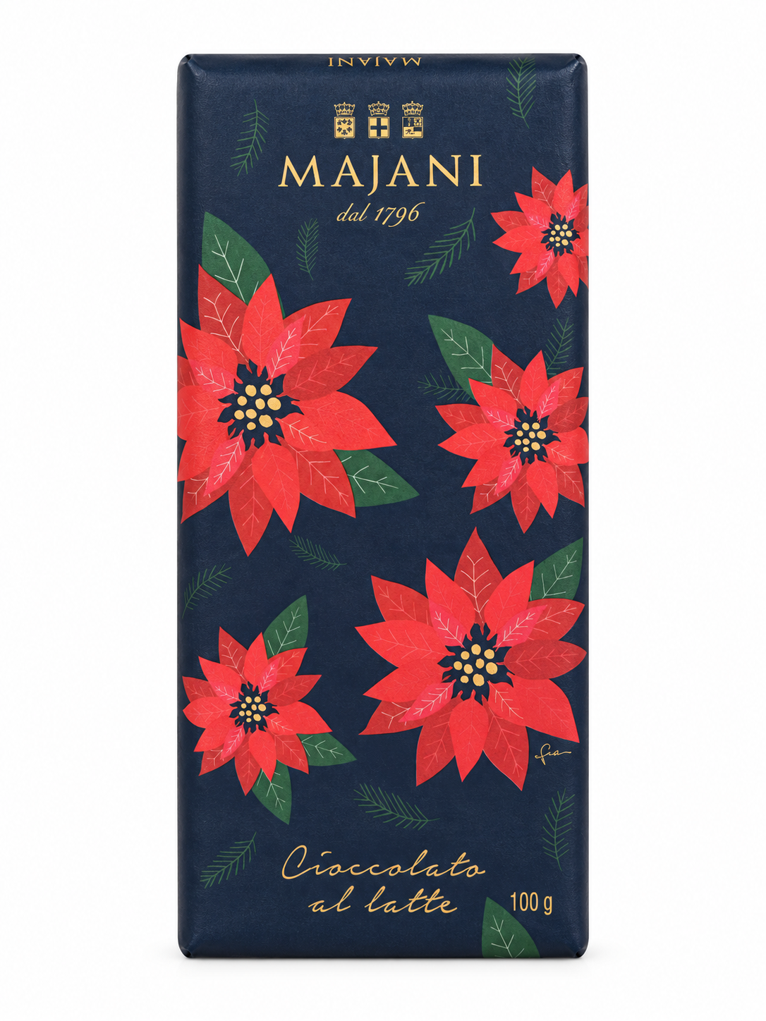 Majani Weihnachtsstern Extra-Milchschokolade 33% – Vorderseite