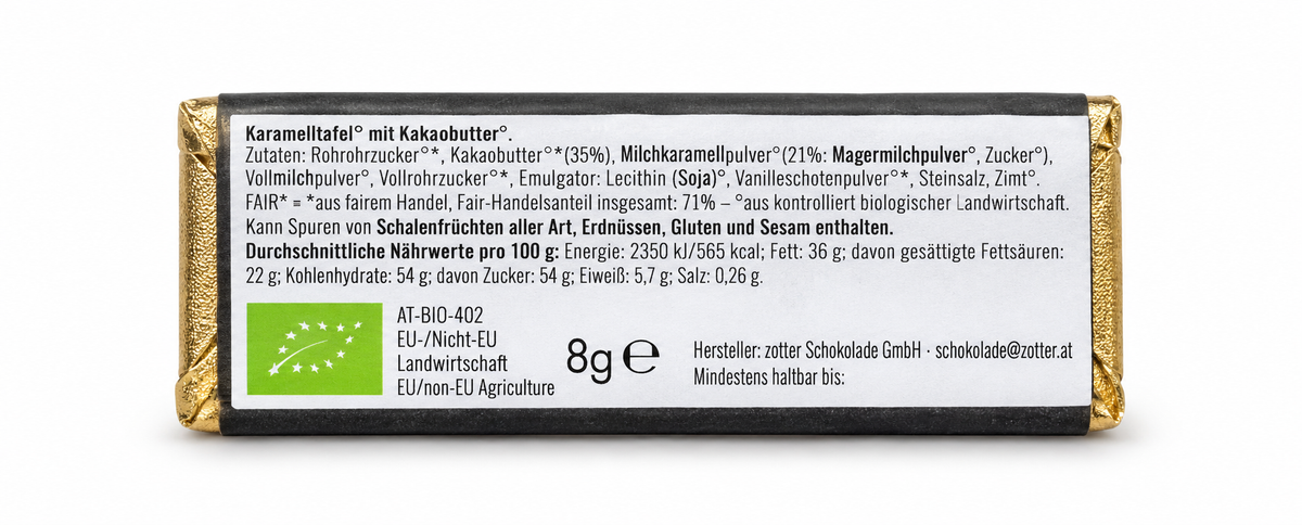 Zotter | Labooko Mini Karamell (BIO) – Rückseite
