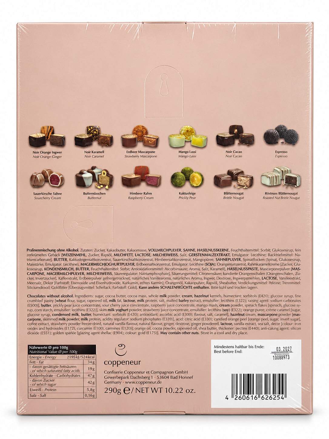 Coppeneur | Adventskalender Trüffel & Pralinen (alkoholfrei) – Rückseite
