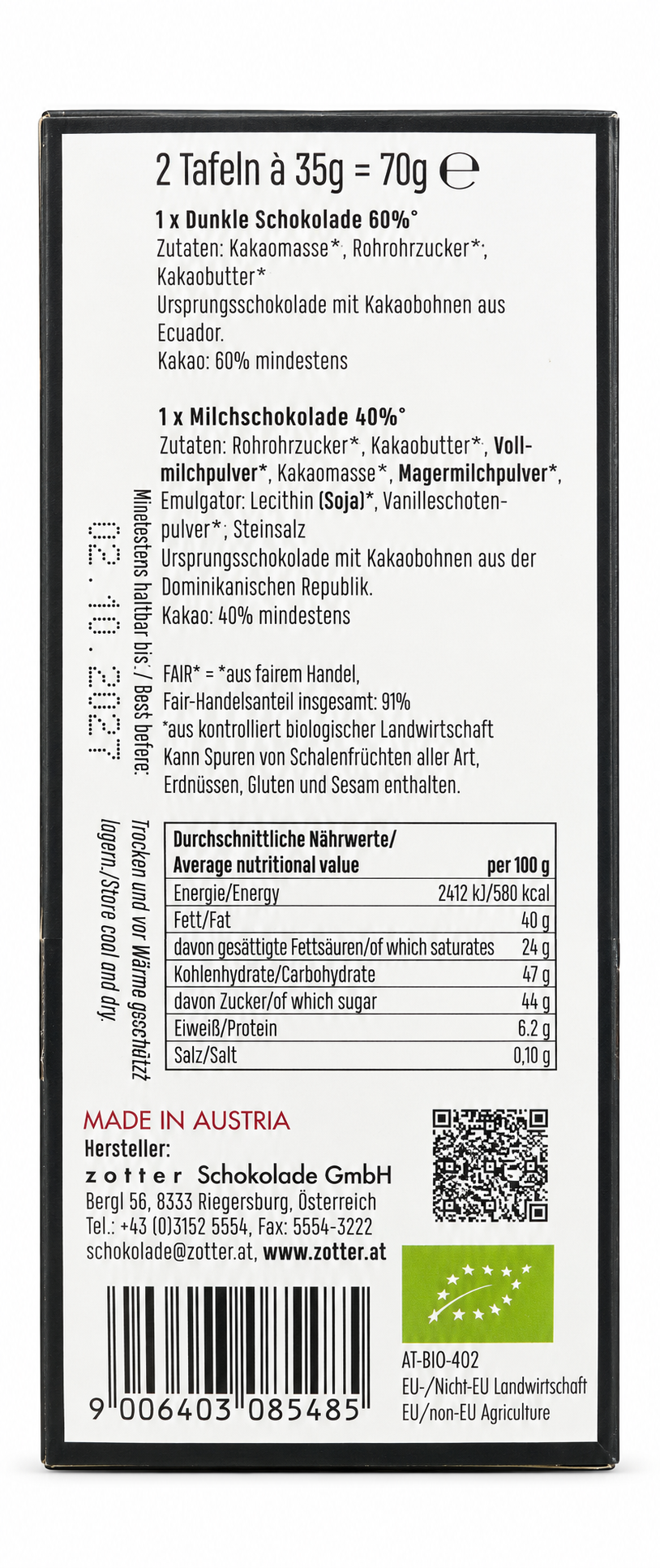 Zotter | Labooko Frohes Fest (BIO) – Rückseite