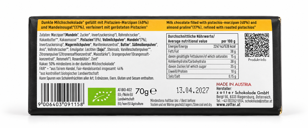 Zotter | Pistazien (BIO) – Rückseite