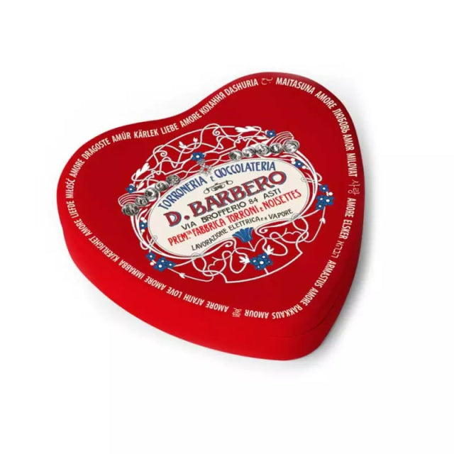 D.Barbero | Rote Herzdose mit Haselnuss-Gianduja Pralinen – 150g