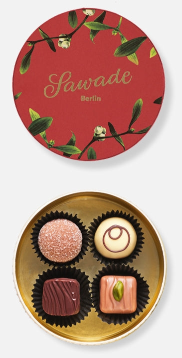 Sawade | Kleine runde Pralinenschachtel Mistelzweig 45g
