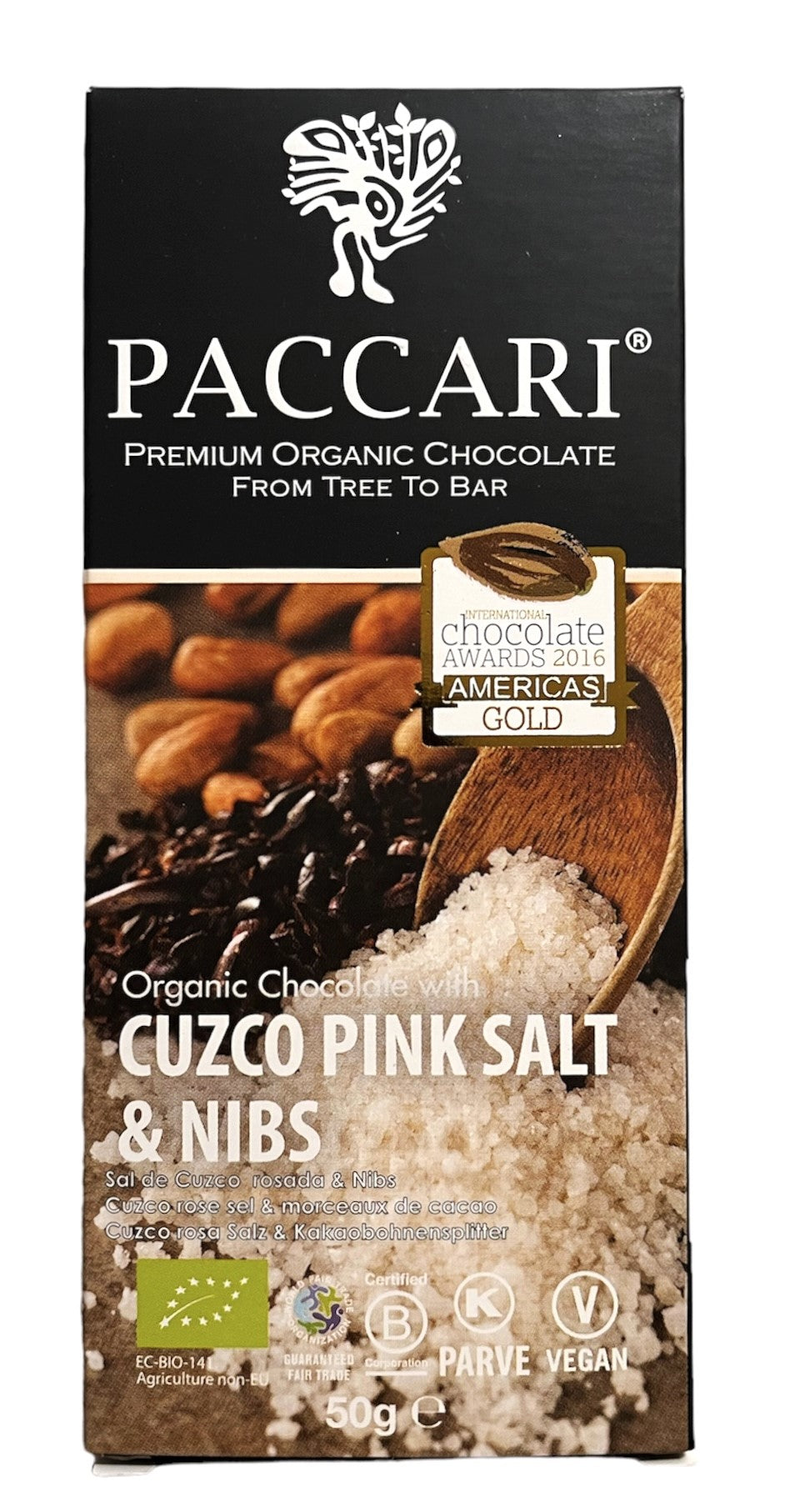 Paccari | Cuzco Pink Salt & Nibs 50g (BIO) VEGAN