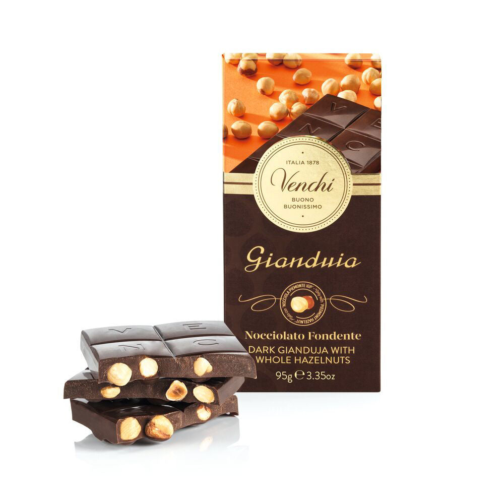 Venchi | Nocciolata Fondente Tafel mit ganzen Haselnüssen