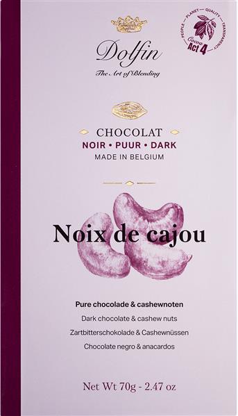 Dolfin | Noir Noix de cajou 70g – Dunkle Schokolade mit Cashewnüssen