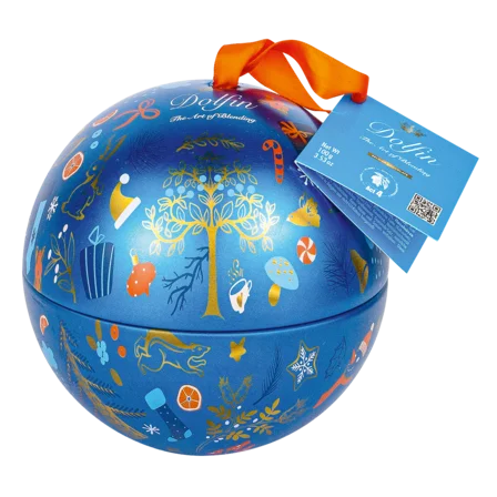 Dolfin | Boule de Noël – Weihnachtskugel mit 10 Vollmilch-Minitafeln (5 Sorten) 100 g
