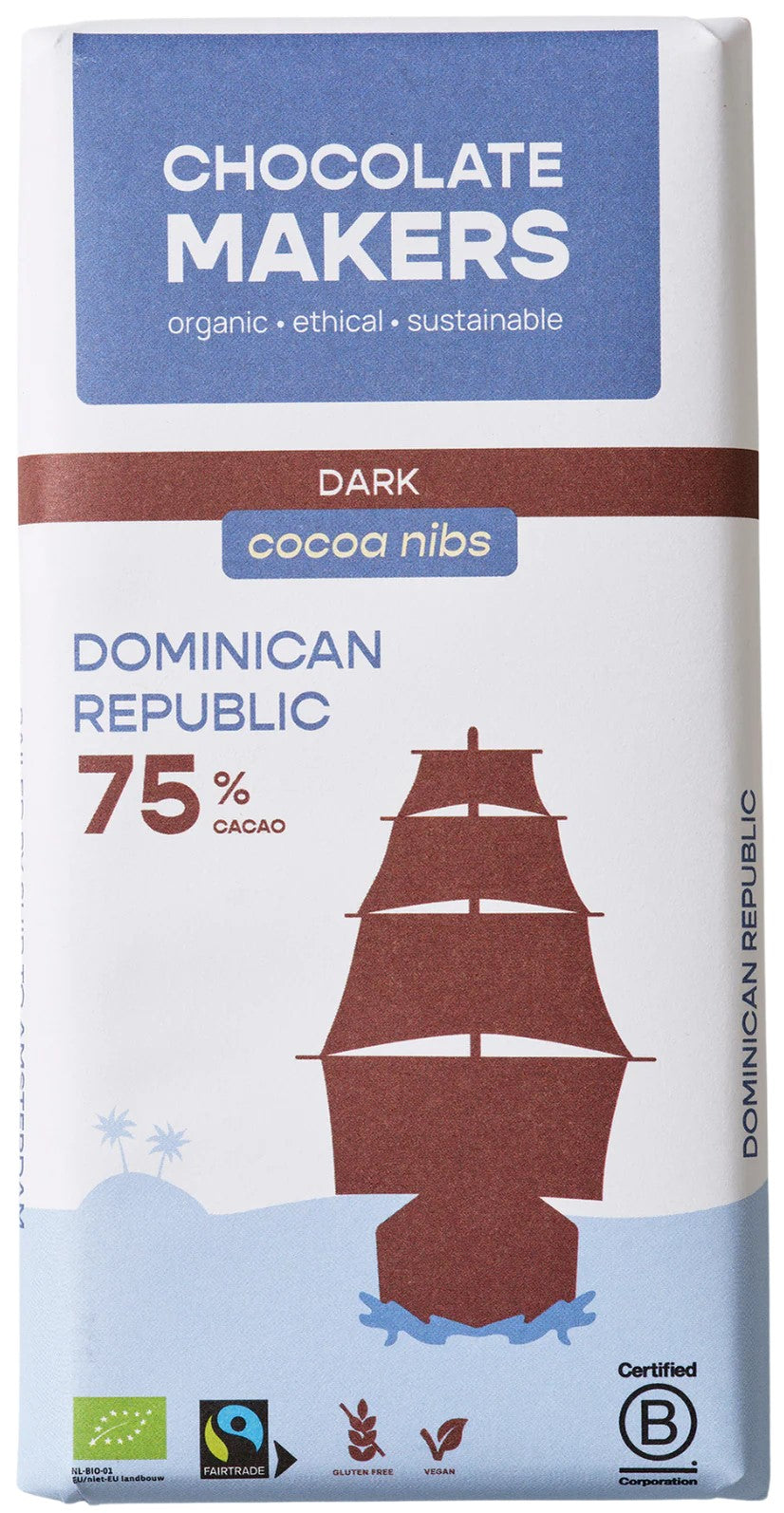 Chocolatemakers | Dominikanische Republik 75% Zartbitterschokolade mit Kakaonibs – Kräftig & Aromatisch (BIO)
