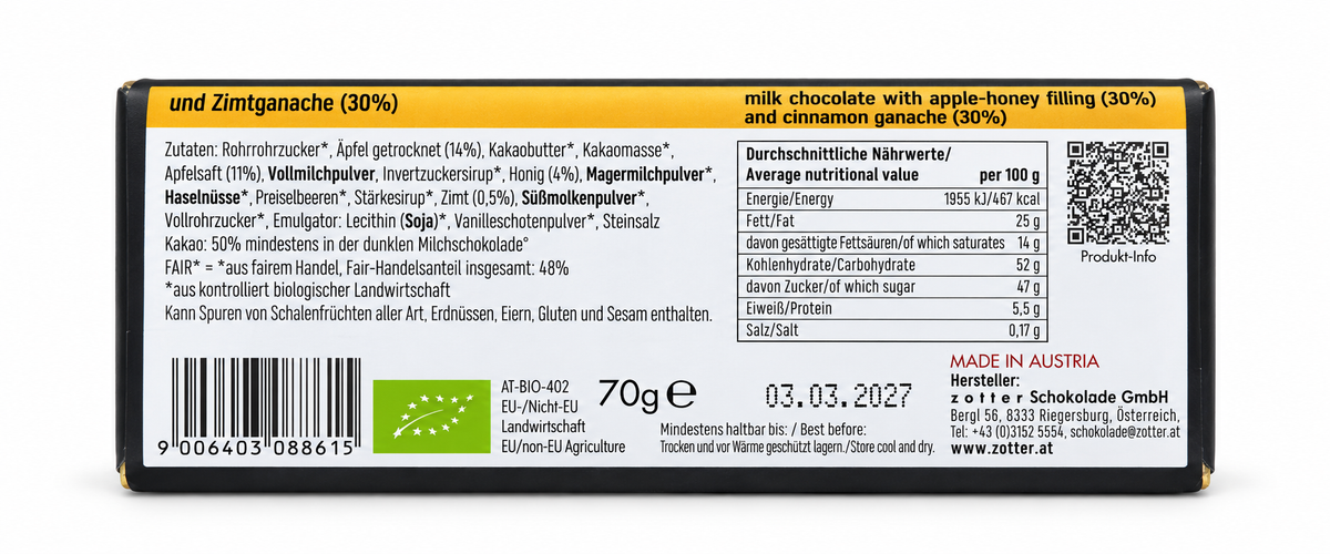 Zotter | Ein süßes Dankeschön (BIO) – Rückseite