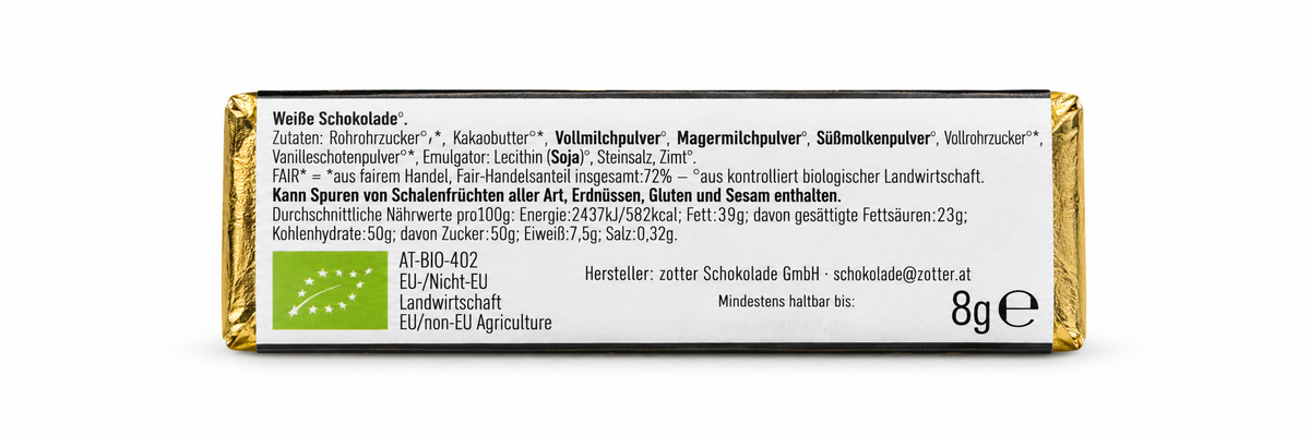 Zotter | Labooko Mini Weiße Schoko (BIO) – Rückseite