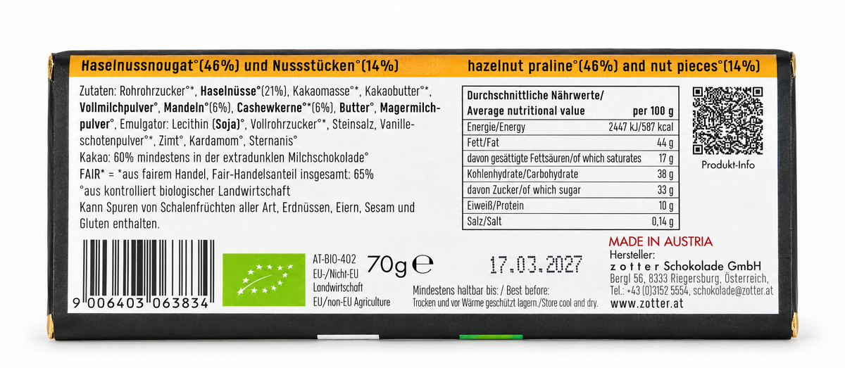 Zotter | Himmlische Genüsse (BIO) – Rückseite