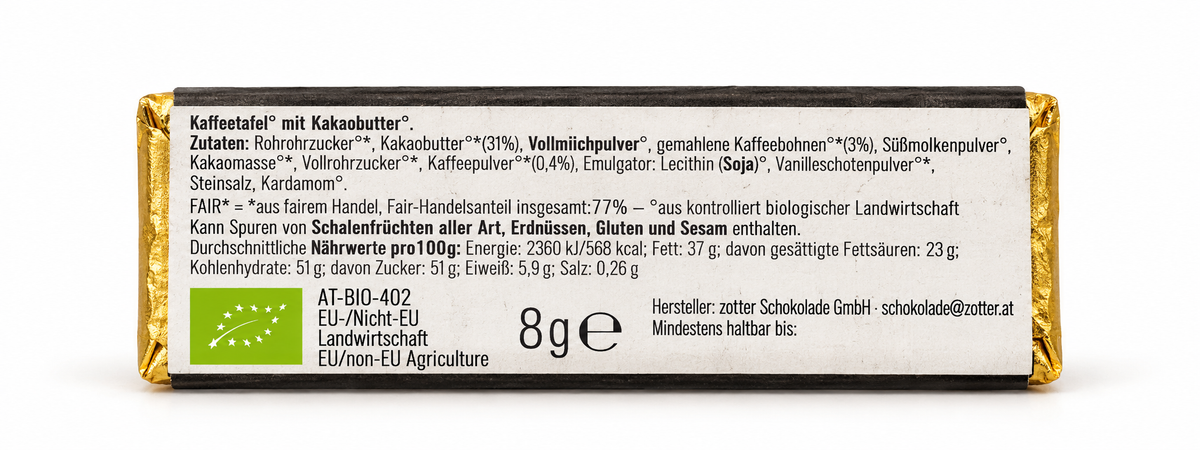 Zotter | Labooko Mini Kaffee (BIO) – Rückseite