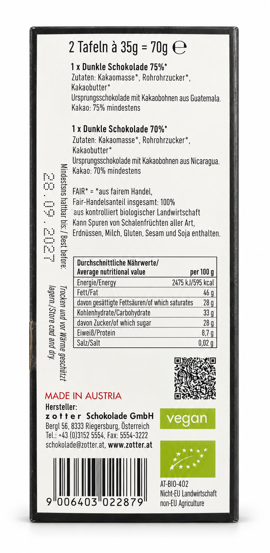 Zotter | Labooko Weihnachtszauber (BIO) VEGAN – Rückseite