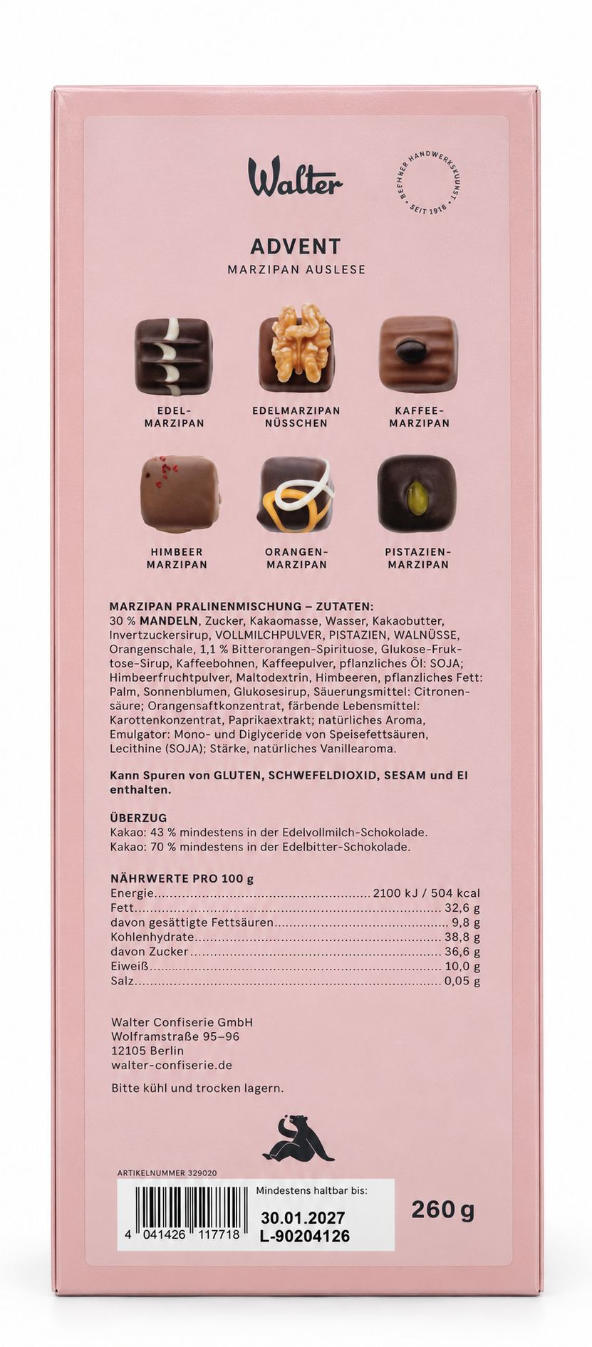 Walter | Advent Marzipan-Auslese Adventskalender – Rückseite